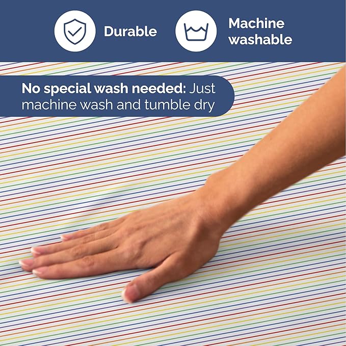 Rainbow Striped Sheet Set - Colorful Striped Bed Set - 1 Flat & 1 Fitted Sheet & 2 Pillowcases w/ Deep Pockets - Wrinkle & Fade Resistant - Soft, Breathable and Cooling - Rainbow Bedding - Full Size