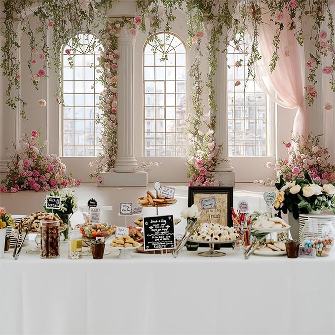 Baocicco Pink Palace Backdrops 7x5ft White and Pink Windowsills Botanical Background Princess Birthday Party Banner Supplies Wedding Ceremony Anniversary Engagement Banner Photo Booth Studio Prop