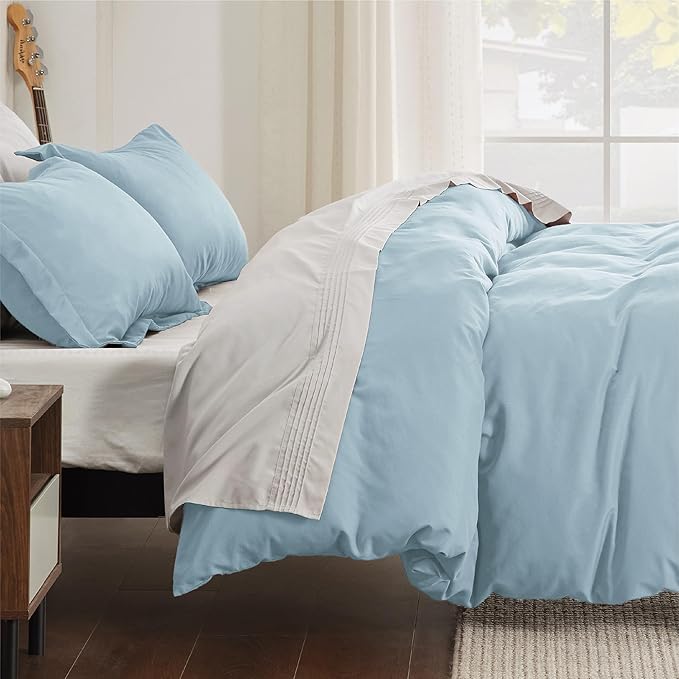 Bedsure Duvet Cover Full Size - Soft Double Brushed Bedding Set for Kids & Adults, Zipper Closure, 3 Pieces, Includes 1 Duvet Cover (80"x90") & 2 Pillow Shams, NO Comforter, Winter Sky