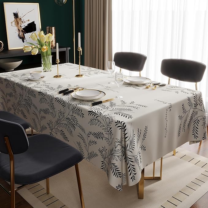 Rectangle Table Cloth,100% Waterproof Tablecloth Oil Proof Spill Proof Vinyl Table Cloth, Wipe Clean Plastic Table Cover for Dining, Camping, Indoor and Outdoor 54" x 102",Midnight Foliage