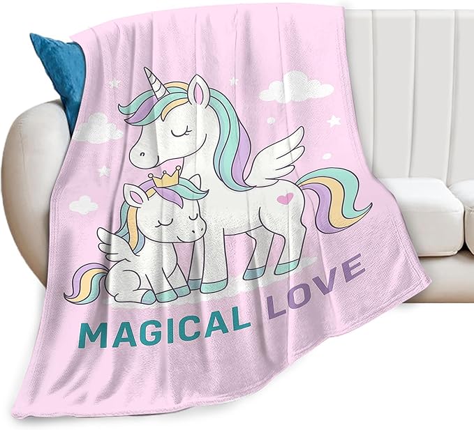 Unicorn Blanket Cute Unicorn Throw Blanket Magical Love Soft Cozy Fleece Fuzzy Stuffed Plush Flannel Animal Gifts for Girls Women Boys Kids Adults 50"X60"
