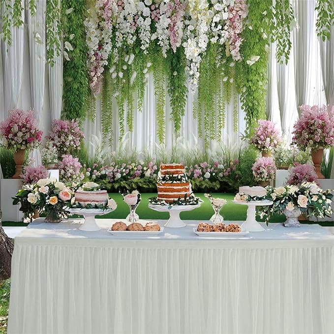 Baocicco Flowers Wedding Backdrops 5x3ft Green White Pink Floral Engagement Background Bridal Shower Backdrop Proposal Wedding Party Decoration Backdrop Valentines Day Banner Supplies