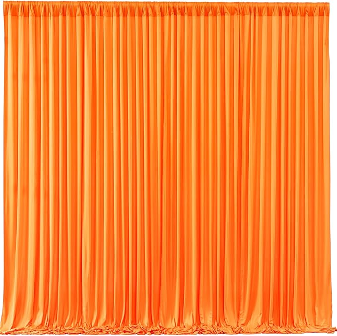 Orange Backdrop Curtain 10 Panels-Wrinkle-Free Curtains Polyester Photography Drapes for Baby Shower Birthday Party Photo Background Backdrop Stand- 40 X10FT (Orange)