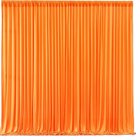 Orange Backdrop Curtains - 6 Panel Wrinkle-Free Polyester Photography Drapes for Baby Shower & Birthday Party - 24 X 10FT