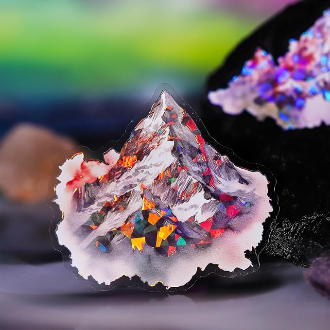 60 Pcs Mountain Holographic PET Stickers Set, Landscape Stickers for Scrapbooking, Journaling and DIY Crafts