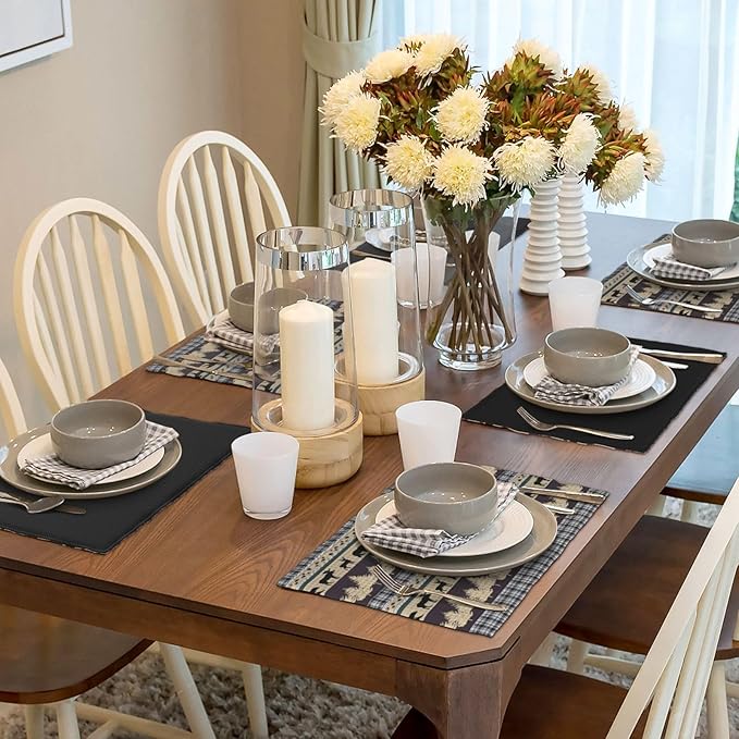 Rustic Deer Placemats Set of 4,Wild Bear Deer Paw Print Decor Kitchen Mats for Pattern Rustic Farmhouse Style Place Mats for Dining Table 12x18 Inch 4 PCS