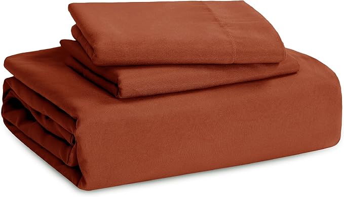 Bedsure Terracotta Duvet Cover Twin/Twin XL Size - 2 Pieces Prewashed Cotton-Like Extra Soft Bedding Set, Includes 1 Twin Duvet Cover 68x90 Inches with Zipper Closure & 1 Pillow Sham, No Comforter