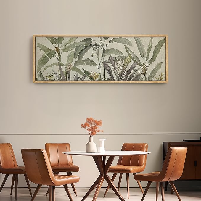 SIGNFORD Large Framed Canvas Print Wall Art Tropical Corn Plant Botanical Illustrations Modern Art Calm Warm for Living Room, Bedroom, Office - 60"x20"