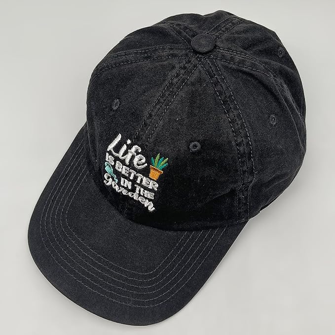 Cute Flower Hat, Elegant Floral Embroidered Adjustable Baseball Cap for Men Women, Gifts for Flower Lovers, Black