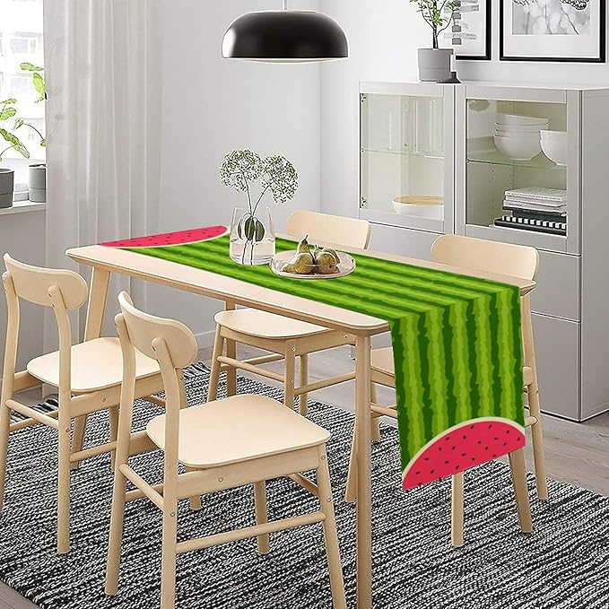 Watermelon Table Runner,Summer Fruit Tropical Birthday Party Decoration Dining Room Home Kitchen Table Decor 13 x 36Inches