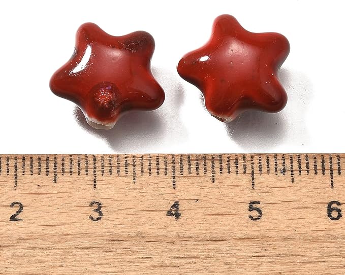 Beadthoven 50pcs Star Handmade Porcelain Beads 15X13.5mm Star Ceramic Beads Bulk Colorful Printed Cute Vintage Glazed Chinese Porcelain Loose Spacers for Bracelets Necklace DIY Jewelry Making Crafting