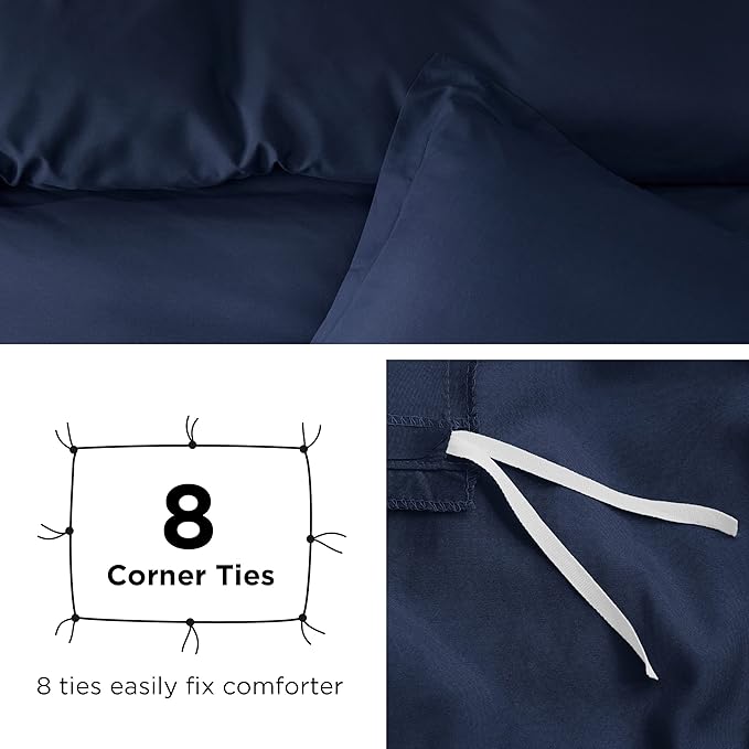 Bedsure Duvet Cover California King Size - Soft Double Brushed Bedding Set for Kids & Adults, Zipper Closure, 3 Pieces, Includes 1 Duvet Cover (104"x98") & 2 Pillow Shams, NO Comforter, Navy Blue