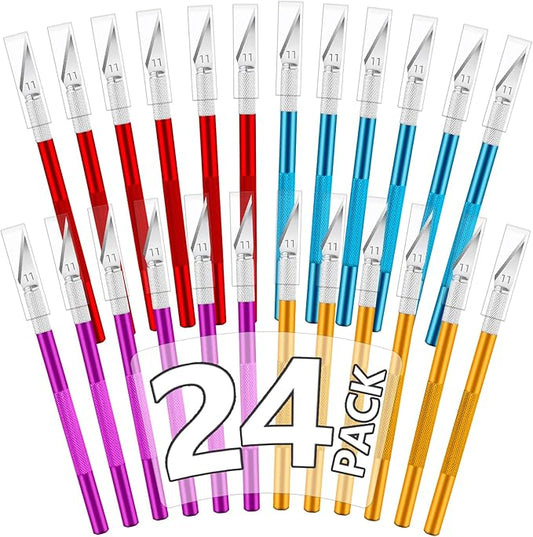 24 Pack Exacto Knife Set, Precision Craft Knife, Hobby Knife Kit for Cutting, Carving, Trimming, Scrapbooking, DIY