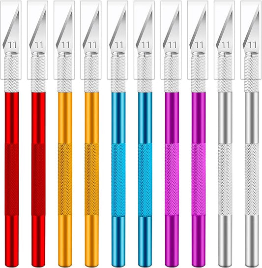 10 Pack Exacto Knife Set, Precision Craft and Hobby Knife for DIY Projects, Scrapbooking, Pumpkin Carving, and Art Cutting