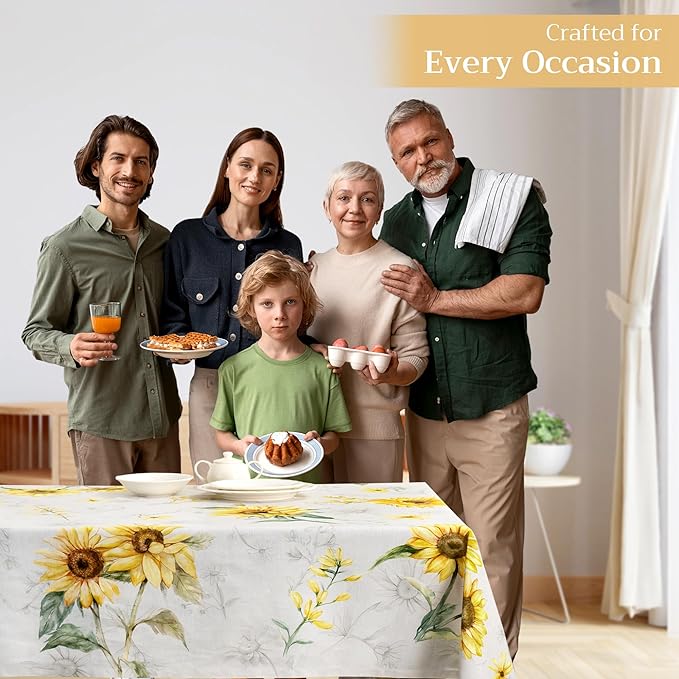 Maison d' Hermine Table Cloth Rectangle Table 100% Cotton 60 x 120 Inches Tablecloth Reusable Decorative Everyday Use for Dining Room, Farmhouse, Home, Party, Festive & Wedding Spring Summer - Candice