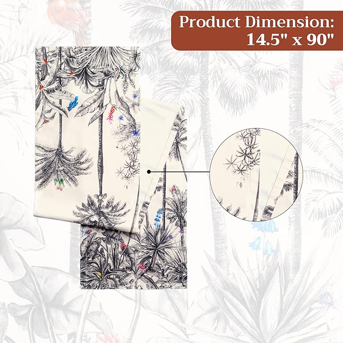 Maison d' Hermine Table Runner 100% Cotton Single Layer Table Runners 90 inches Long for Thanksgiving Christmas Decorations Home Kitchen Dining Party Wedding (Amazonia, 14.5" x 90")