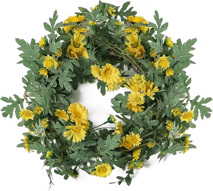 SOMYTING Artificial Daisy Garland Decorative Fake Flower Vine Hanging 5.6Ft Silk Flower Greenery for Home Garden Outdoor Ceremony Wedding Arch Floral Decor