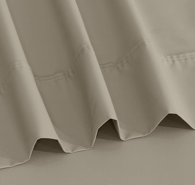 RUVANTI 100% Cotton California King Sheet Sets, 4 Pieces, Soft & Breathable Percale Weave Bedding, Deep Pocket 14", Hotel Standard, Crisp Cool Feel & Durable, Perfect Dyed Sheets, Taupe