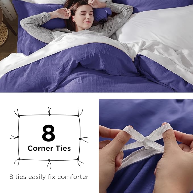 Bedsure Skipper Blue Duvet Cover Twin/Twin XL Size - 2 Pieces Prewashed Cotton-Like Extra Soft Bedding Set, Includes 1 Twin Duvet Cover 68x90 Inches with Zipper Closure & 1 Pillow Sham, No Comforter