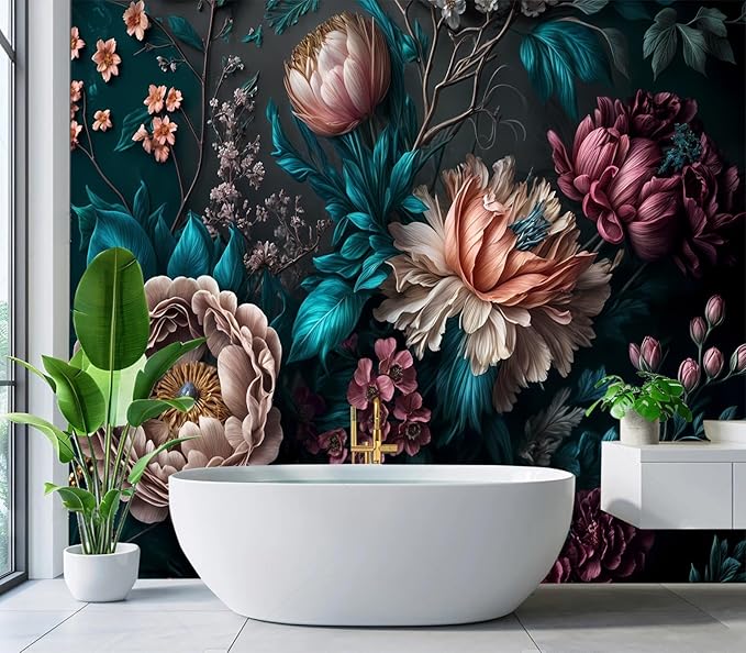Cliouar-Peony Flowers Mural Wallpaper Peel and Stick 160" x 114"