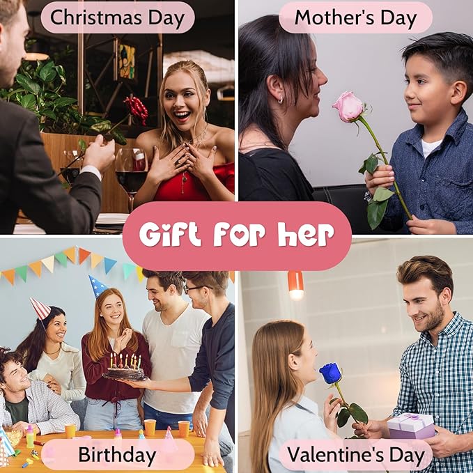 Yamonic Preserved Flowers Rose Gifts for Women, Mothers Day Rose Flowers Gifts for Mom, Real Flower Birthday Mom Gifts for Grandma, Wife, Girlfriend Gifts for Christmas, Valentine's Day, Anniversary