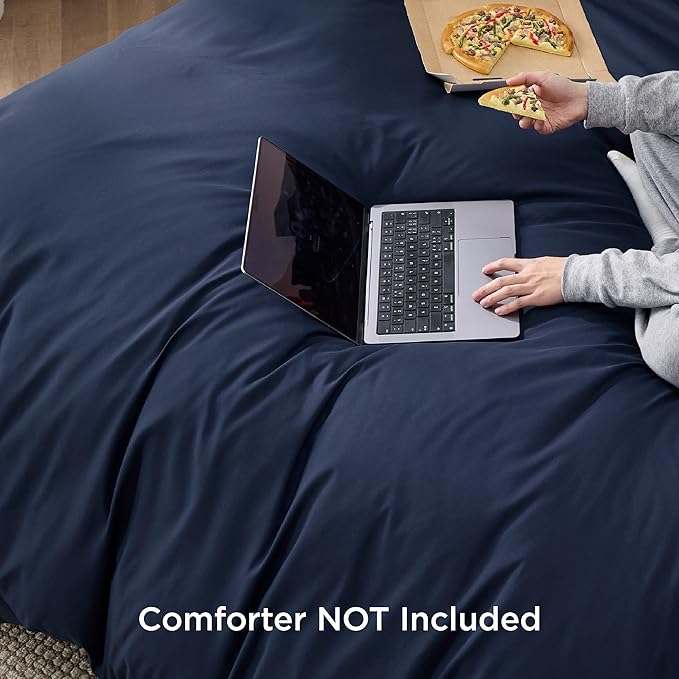 Bedsure Duvet Cover Full Size - Soft Double Brushed Bedding Set for Kids & Adults, Zipper Closure, 3 Pieces, Includes 1 Duvet Cover (80"x90") & 2 Pillow Shams, NO Comforter, Navy Blue