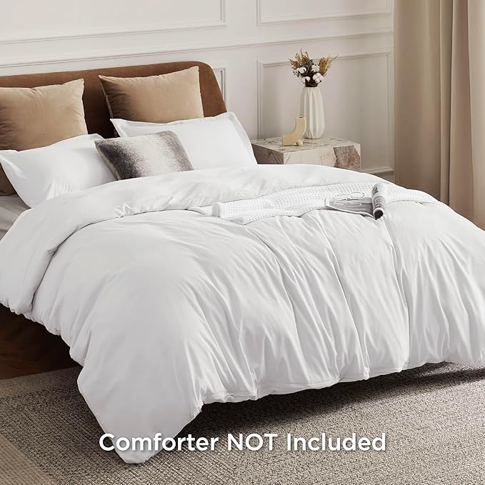 Bedsure Duvet Cover California King Size - Soft Double Brushed Bedding Set for Kids & Adults, Zipper Closure, 3 Pieces, Includes 1 Duvet Cover (104"x98") & 2 Pillow Shams, NO Comforter, White