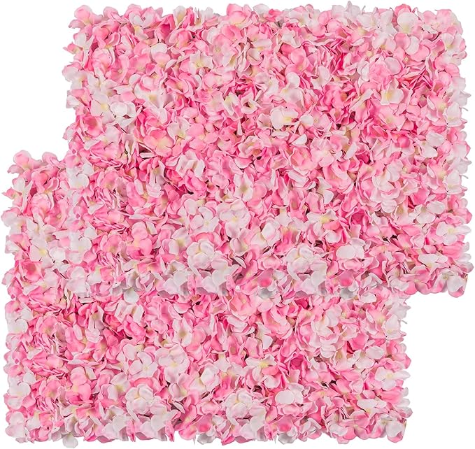 Flower Wall Panel Set, U'Artliens Artificial Wall Flower Backdrop 24x16 Inch 3D Silk Hydrangea Rose Floral Panel for Photo Background Home Party Wedding Backdrop Decoration(12pcs,Pink)