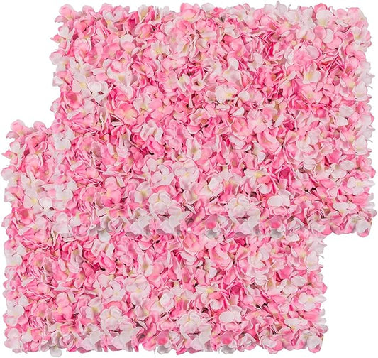 Flower Wall Panel Set, U'Artliens Artificial Wall Flower Backdrop 24x16 Inch 3D Silk Hydrangea Rose Floral Panel for Photo Background Home Party Wedding Backdrop Decoration(12pcs,Pink)