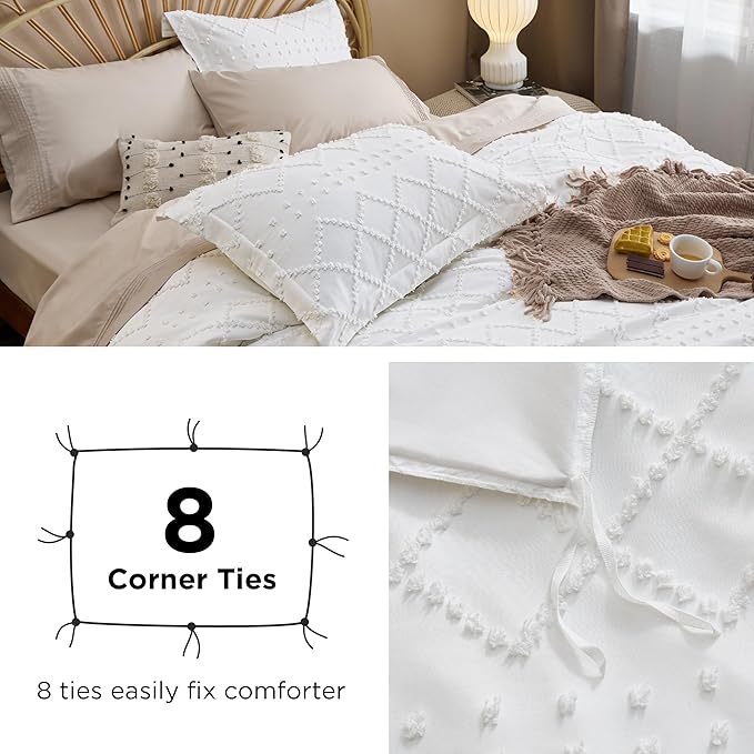 Bedsure Boho Duvet Cover King Size - Deep Khaki Breathable & Soft Boho Bedding, Machine Washable Comforter Cover for All Seasons, Includes 1 Duvet Cover 104"x90" with 2 Pillow Shams & Zipper Closure