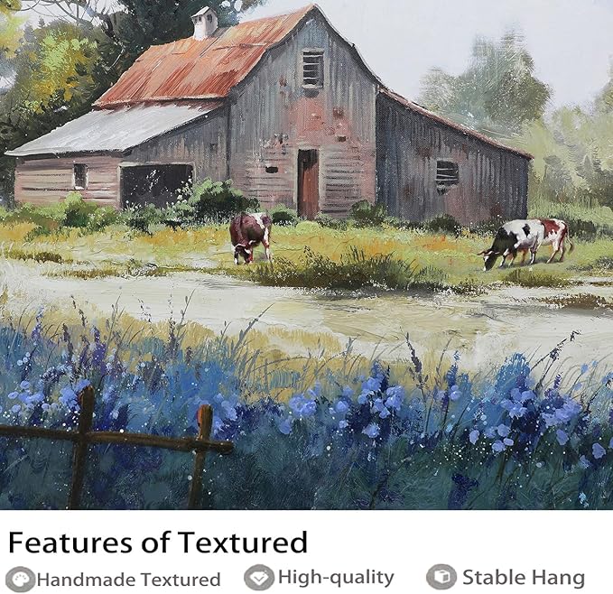 Ardemy Farmhouse Barn Canvas Wall Art for Living Room Extra Large Farm Cow Pictures Paintings Wall Decor Vintage Artwork Bedroom Dining Room Home Office, 58"x29"