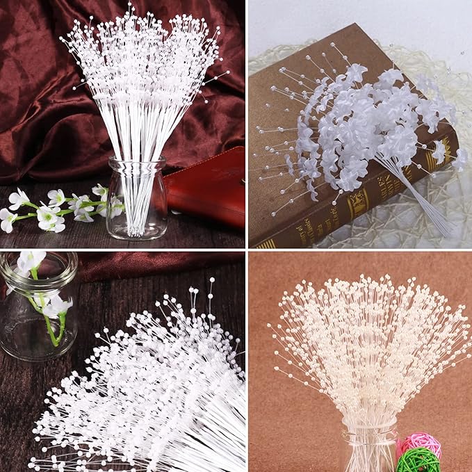 50pcs Beaded Stick Bride Wedding Pearl Bouquet Party Decoration (Ivory)