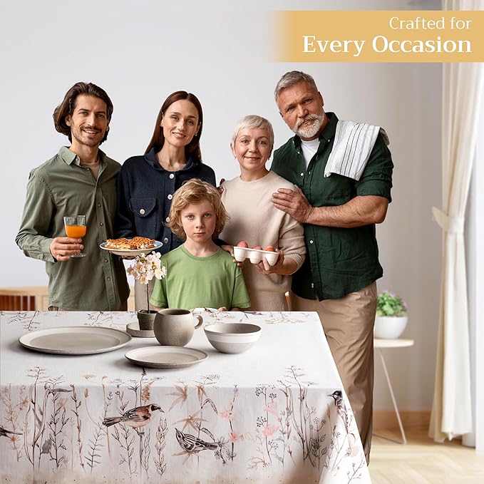 Maison d' Hermine Table Cloth Rectangle Table 100% Cotton 54 x 72 Inches Tablecloth Reusable for Dining Room, Farmhouse, Home, Party, Festive & Wedding Spring Summer - Meadow Florals - Brown