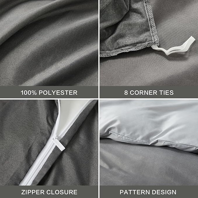 SAPHREAS King Size Black Gray Gradient Duvet Cover Set Microfiber Duvet Cover Set for All Season, 3 Pieces 1 Duvet Cover with Zipper 2 Pillow Shams (No Duvet Insert)