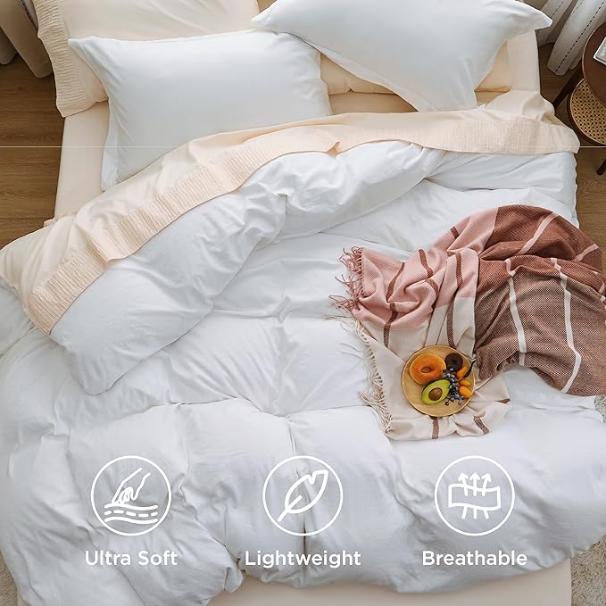 Bedsure Oversized King Duvet Cover Only - Prewashed Extra Soft All Season Bedding, Includes 1 Duvet Cover 120x98 Inches with Zipper Closure, White, Comforter Not Included