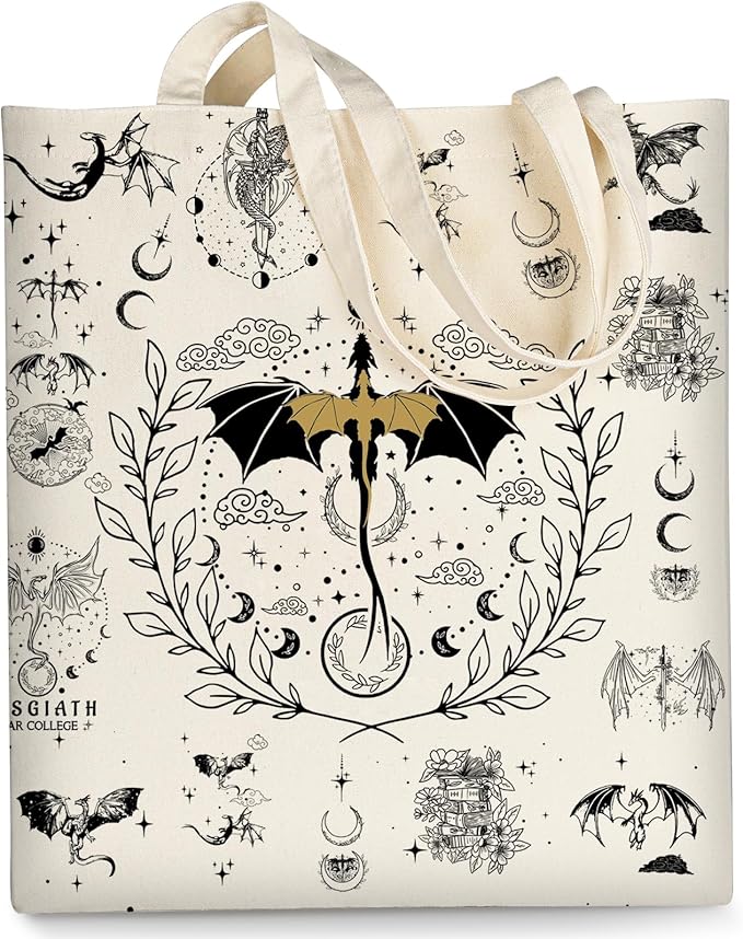 AUSVKAI Canvas Tote Bag Aesthetic for Women, Fourth Wing Reusable Grocery Bag 4th Wing Cotton Bags for Shopping Beach Trendy Retirement Gifts