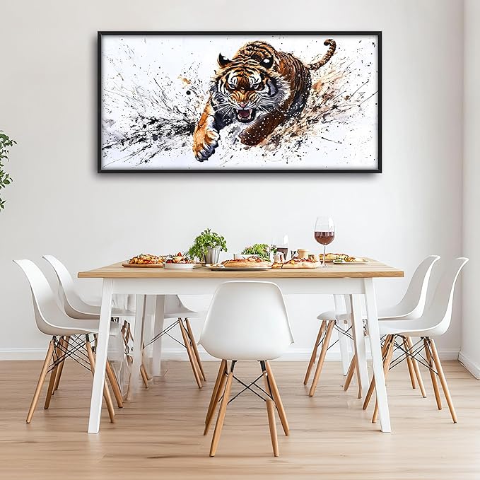 Tiger Large Decor Wall Art Framed Pictures for Living Room, Animal Oversized Canvas Print Painting Modern Extra Large Framed Artwork for Bedroom Office Home Decor 60"x30"