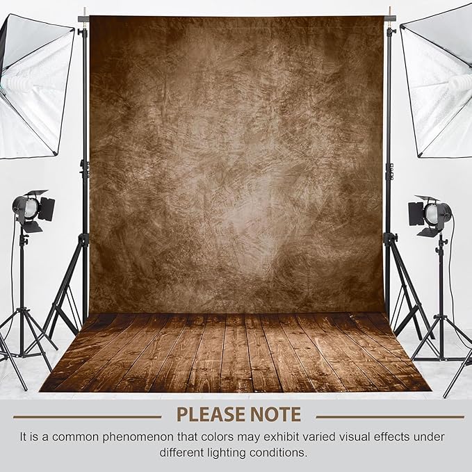 Professional Abstract Portrait Photography Backdrop,Wall with Wood Floor Backdrop for Kids Photography Baby Newborn Cake Smash Photo Shoots Hypoallergenic Fabric Photography Props(Brown-8x10ft)