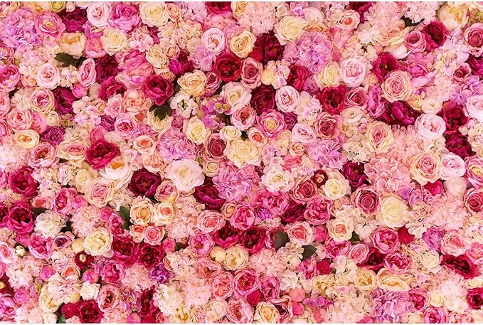 Roses Flowers Backdrop Valentine's Day Pink Red Rose Photography Background Various Floral Roses Backdrop for Anniversary Birthday Wedding Baby Shower Children Adults Photo Prop Backgrounds 12x8ft