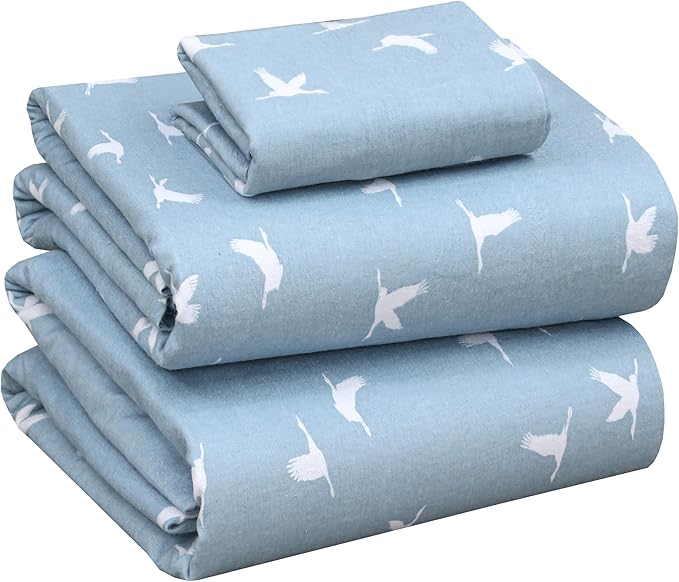 RUVANTI Flannel Sheets Twin XL Size - 100% Cotton Double Brushed Twin XL Sheet Sets, Deep Pockets 16 Inches, All Seasons Breathable & Extra Soft Bed Sheets, Warm & Cozy, 3 Piece, We Fly
