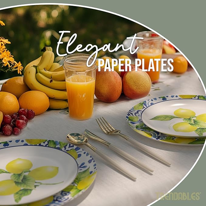 Trendables Floral Paper Plates 40 Pcs Fancy Disposable Plates for Party Set - 20 Guests 20 X 8 Small Paper Plates Dessert Plates & 20 X Large Paper Plates 10 Inch Paper Plates Bulk | Tuscan