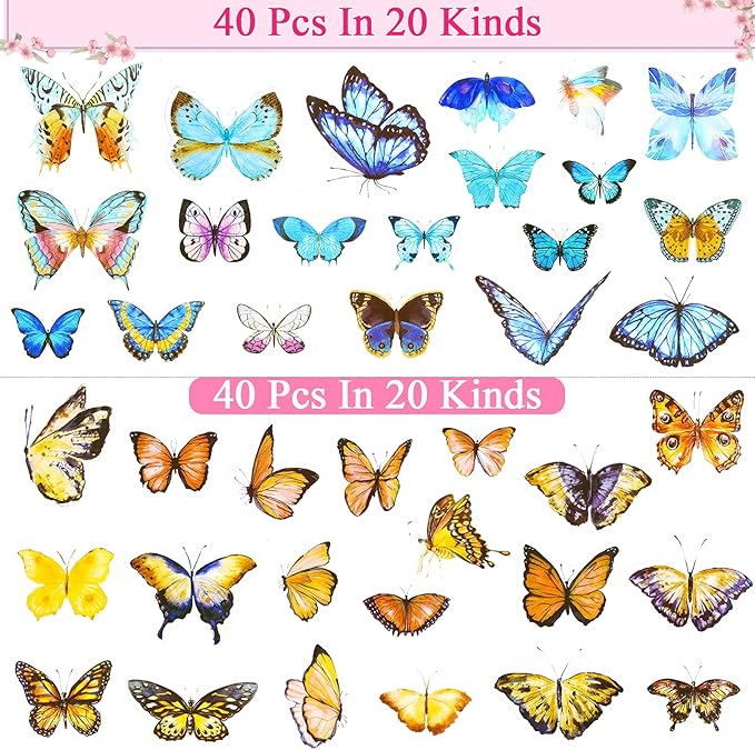 160Pcs Dried Pressed Flowers Butterflies for Resin Molds, Natural Real Dry Flower Leaves Bulk with 80Pcs Transparent Butterfly Stickers Tweezers for DIY Arts Crafts Scrapbooking Candle Making Supplies