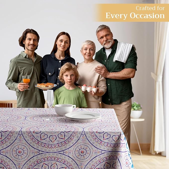 Maison d' Hermine Table Cloth Rectangle Table 100% Cotton 60 x 108 Inches Tablecloth Reusable Decorative Everyday Use for Dining Room, Farmhouse, Home, Party, Festive & Wedding Spring Summer - Mandala