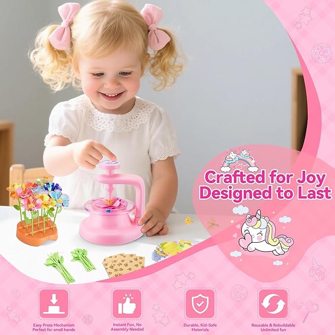 Hamdol Flower Press Toy Accessories for Kids, DIY Fabric Flower Craft Refill Kit, Arts & Crafts Supplies for Flower Bouquet Making