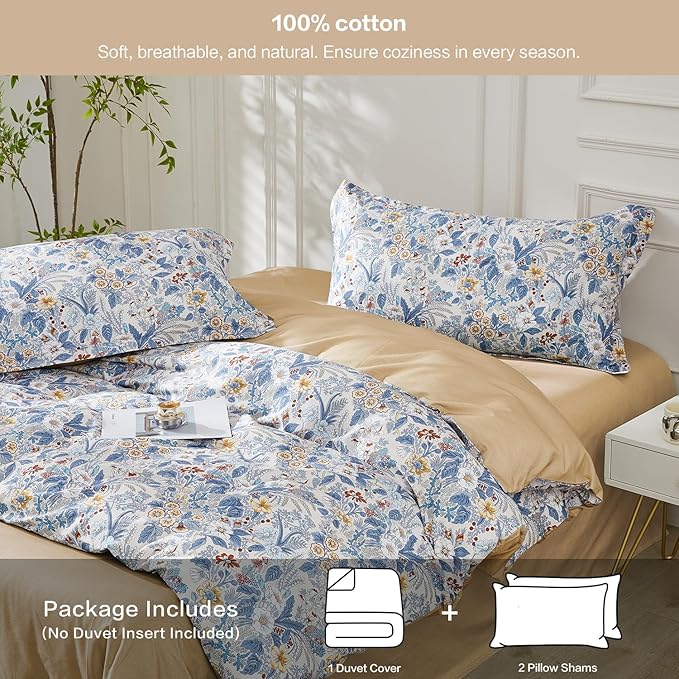 SAPHREAS King Boho Duvet Cover Green Paisley Bedding Set with 8 Corner Ties and 2 Pillow Shams 100% Cotton Reversible Duvet Cover Set with Zipper Closure