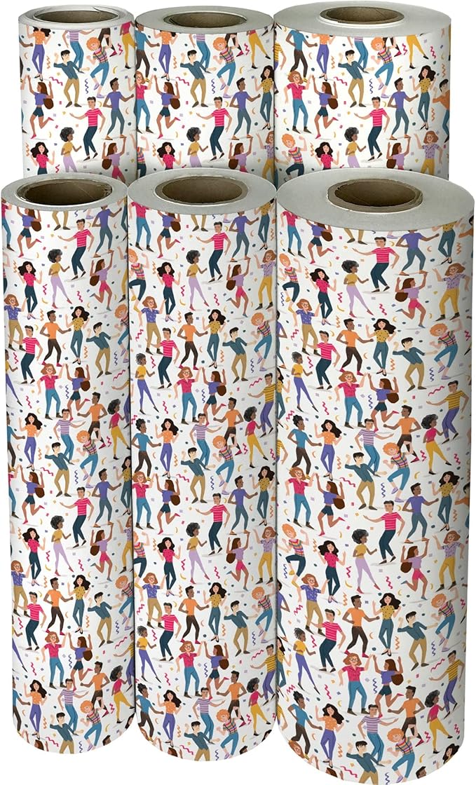 Jillson Roberts Bulk Gift Wrap, Everyday Gift Wrapping Supplies, Dance Party, 1/2 Ream 417 feet x 30 inches