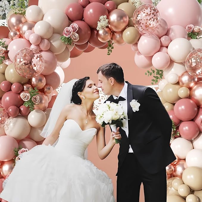 Blush Pink Nude Balloon Arch Kit, 148Pcs Dusty Pink Pastel Pink Brown White Sand Rose Gold Confetti Balloons for Baby Bridal Shower Wedding Engagement Birthday Party Decorations