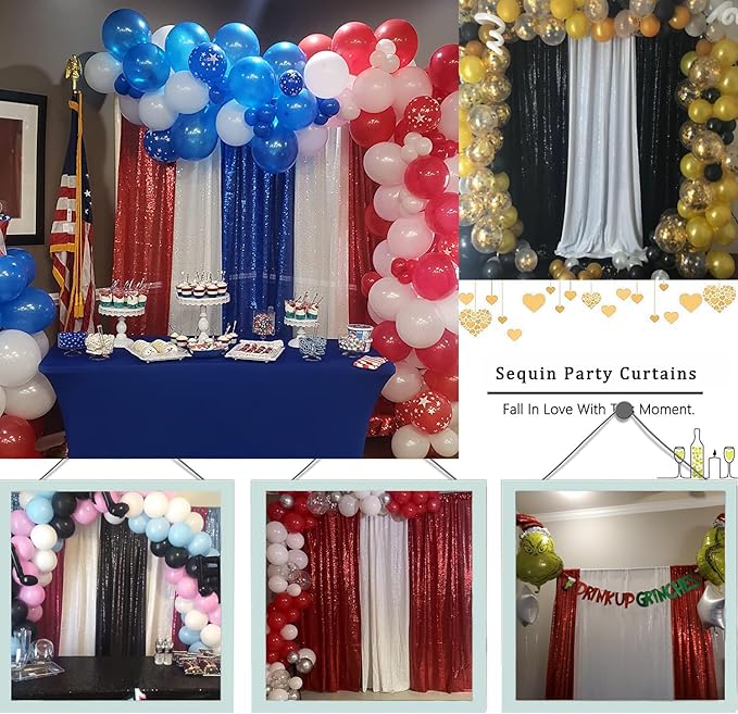 White Sequin Backdrop Curtain 10FTx10FT 1 Panel Glitter Background Drape Shimmer Wall Backdrop for Weddings Showers Photography Birthday Parties