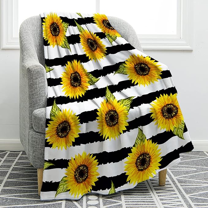 Jekeno Sunflower Gifts Blanket for Women Girls, Sunflowers Decor Gifts for Sunflower Lovers Adult Kids, Cute Throw Decoration for Home Living Room Bed Couch