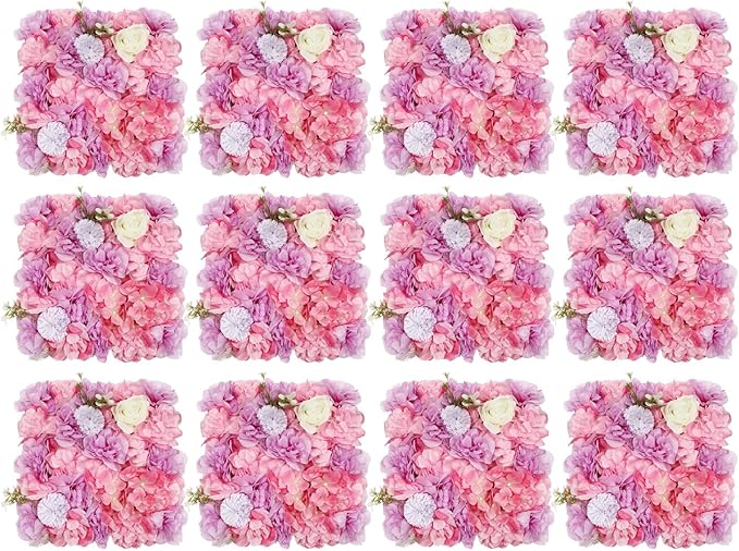 15"x 15" Artificial Flower Wall Panels,Flower Wall Mat Silk Flower Panels for Outdoor Garden Backyard Fence Fence Privacy Screen and Indoor Wall Decor(12Pcs White,Style 3)